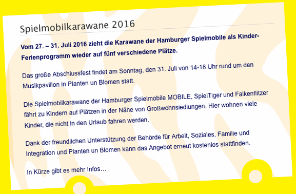 Ankuendigung der Spielmobilkarawane 2016 in Hamburg